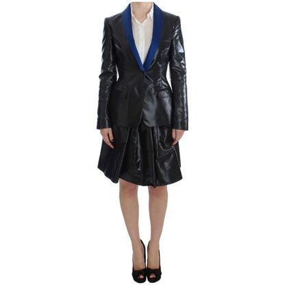 Exte Black Blue Two Piece Suit Skirt & Blazer Exte