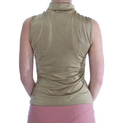Exte Gold Nylon Turtleneck Top Blouse Exte