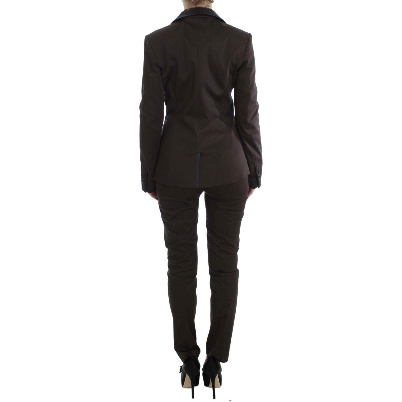 Exte Brown Stretch Two Button Suit Exte