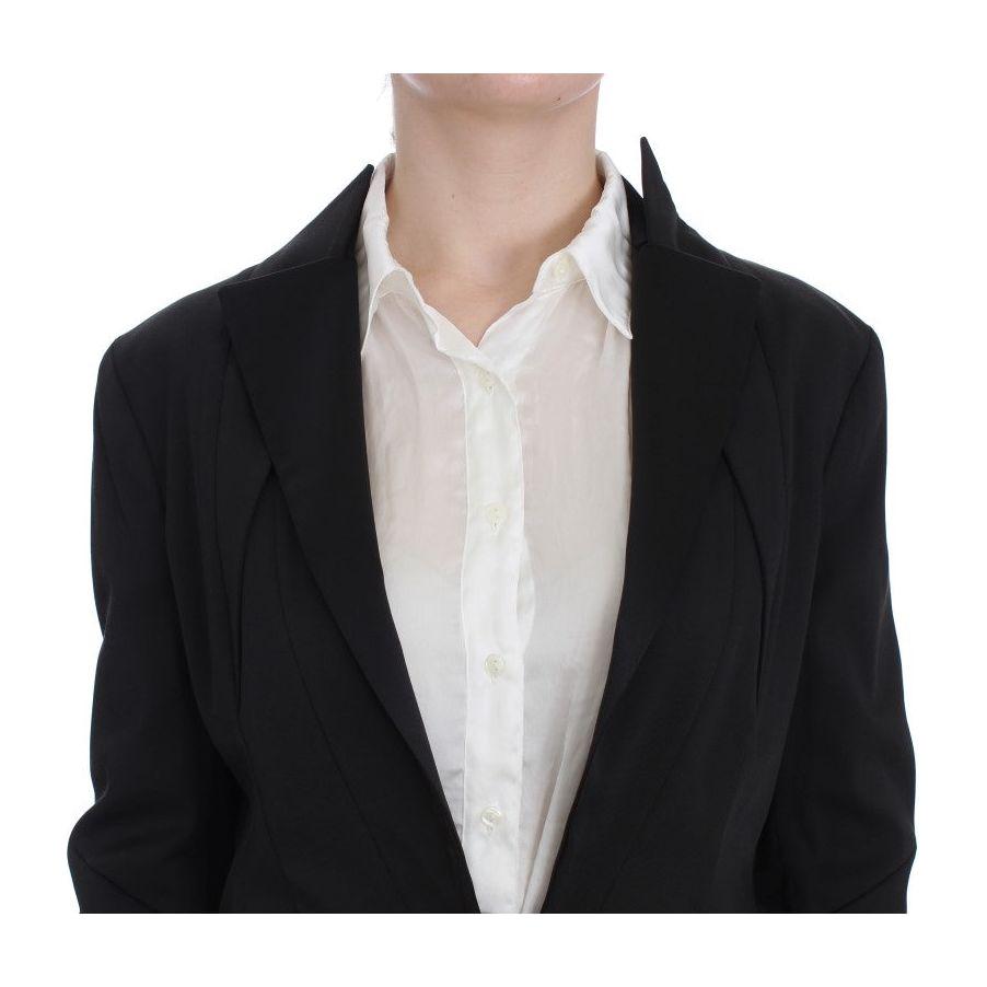 Exte Black Stretch Single Breasted Blazer Jacket Exte