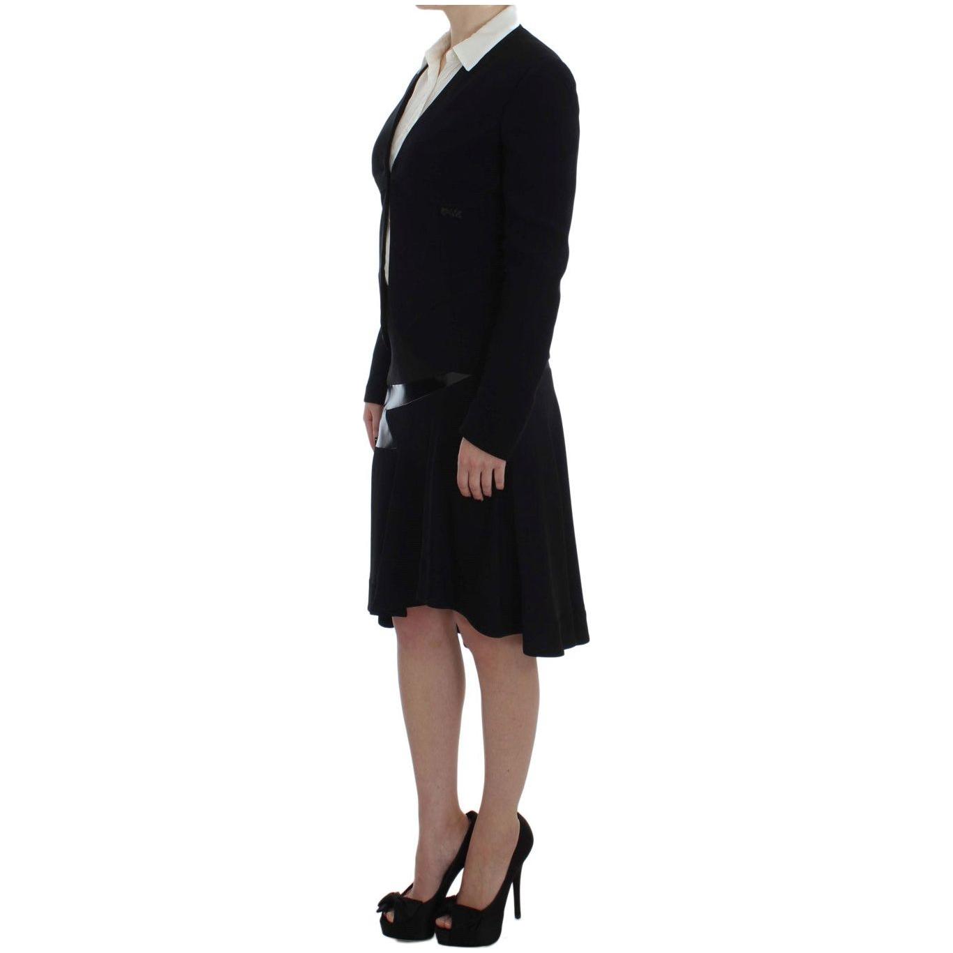 Exte Black Blue Two Piece Suit Skirt & Blazer Exte