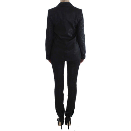 Exte Black One Button Three Piece Suit Exte