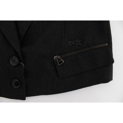 Exte Gray Stretch Gold Studded Short Jacket Exte