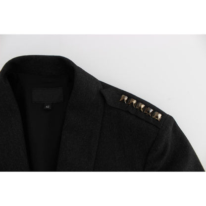 Exte Gray Stretch Gold Studded Short Jacket Exte