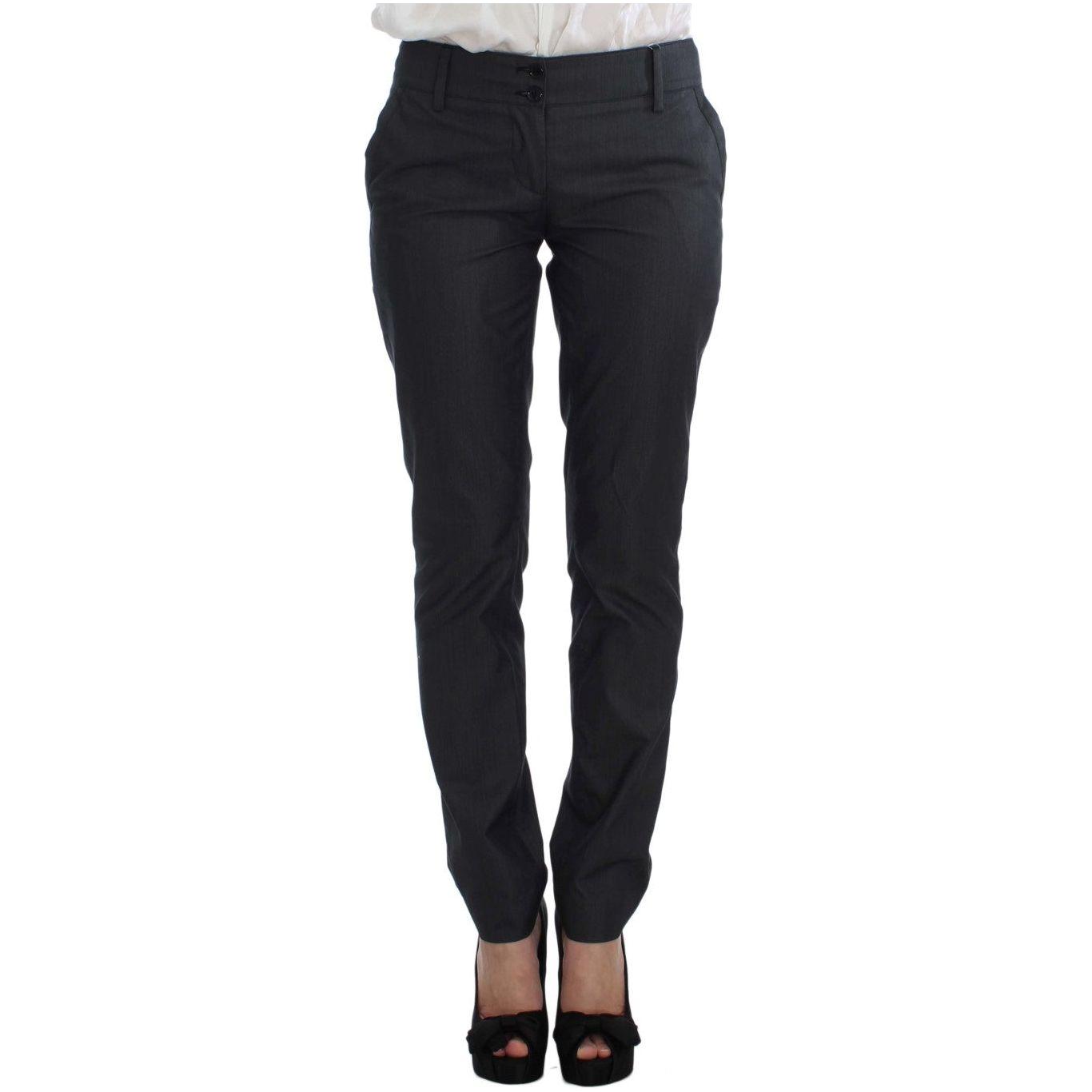 时尚灰色棉混纺长裤套装