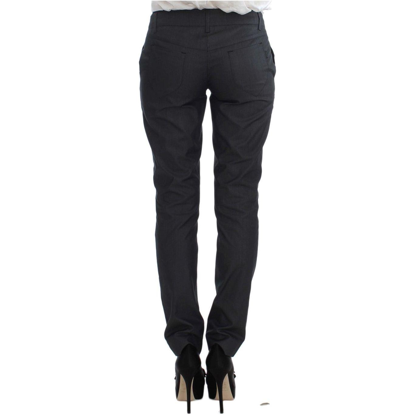 时尚灰色棉混纺长裤套装