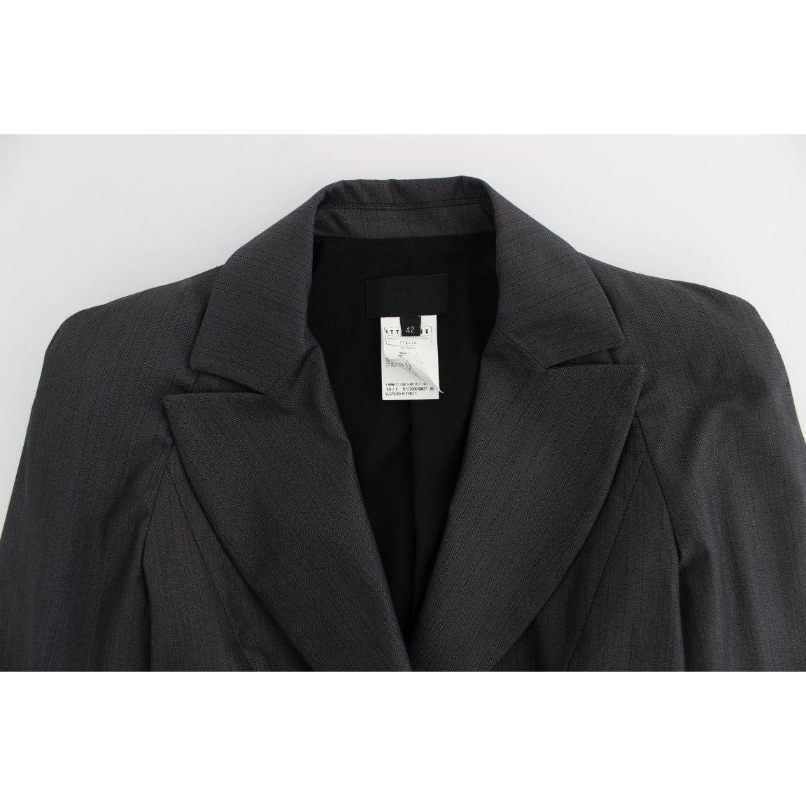 时尚灰色棉混纺长裤套装