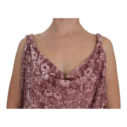 Exte Pink Floral Print Viscose Silk Blouse Top Exte