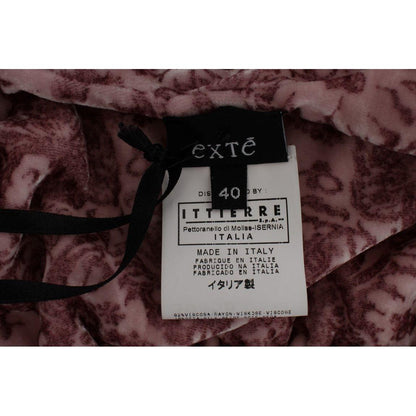 Exte Pink Floral Print Viscose Silk Blouse Top Exte