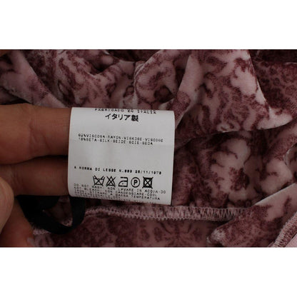 Exte Pink Floral Print Viscose Silk Blouse Top Exte