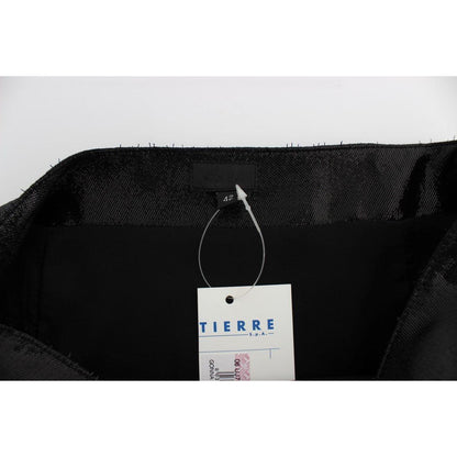 Exte Black Wool Silk Above Knee Straight Skirt Exte