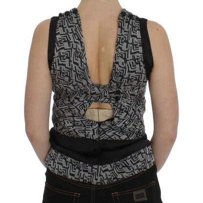 Karl Lagerfeld Gray Black Silk Blouse Top