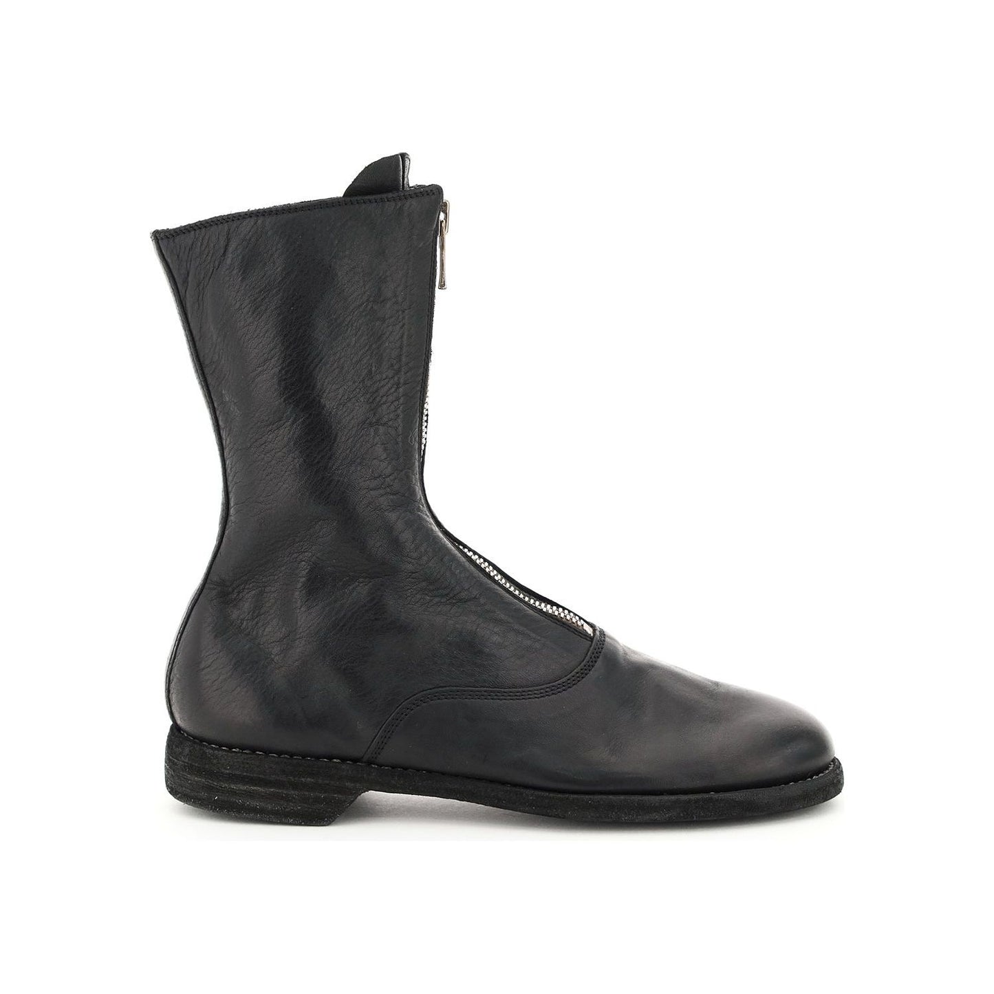 Guidi front zip leather ankle boots