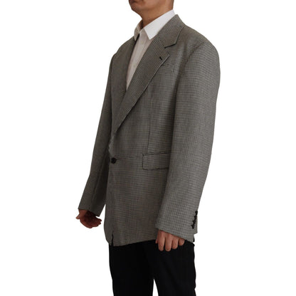 Dolce & Gabbana Gray Checkered Single Breasted Jacket Blazer