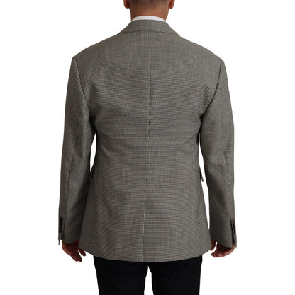 Dolce & Gabbana Gray Checkered Single Breasted Jacket Blazer