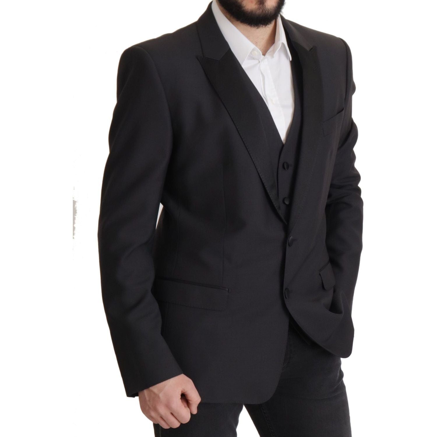 优雅深蓝色马提尼两件套西装外套