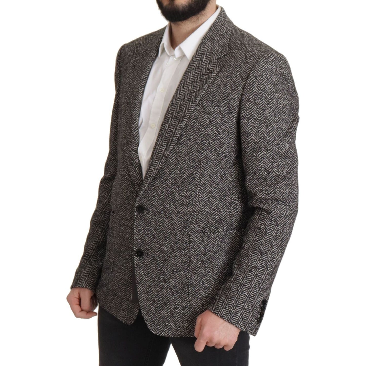 Dolce & Gabbana Gray Cotton Single Breasted Fantasy Blazer