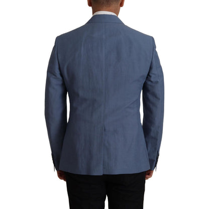 Dolce & Gabbana Blue Single Breasted Logo Blazer Jacket