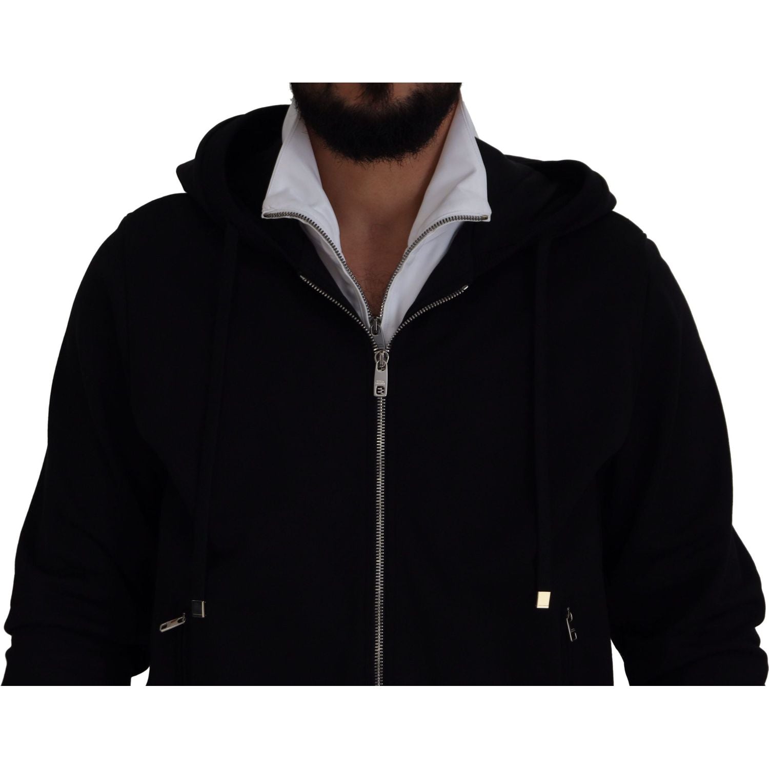 Dolce & Gabbana Black Polyester Hooded Full Zip Jacket