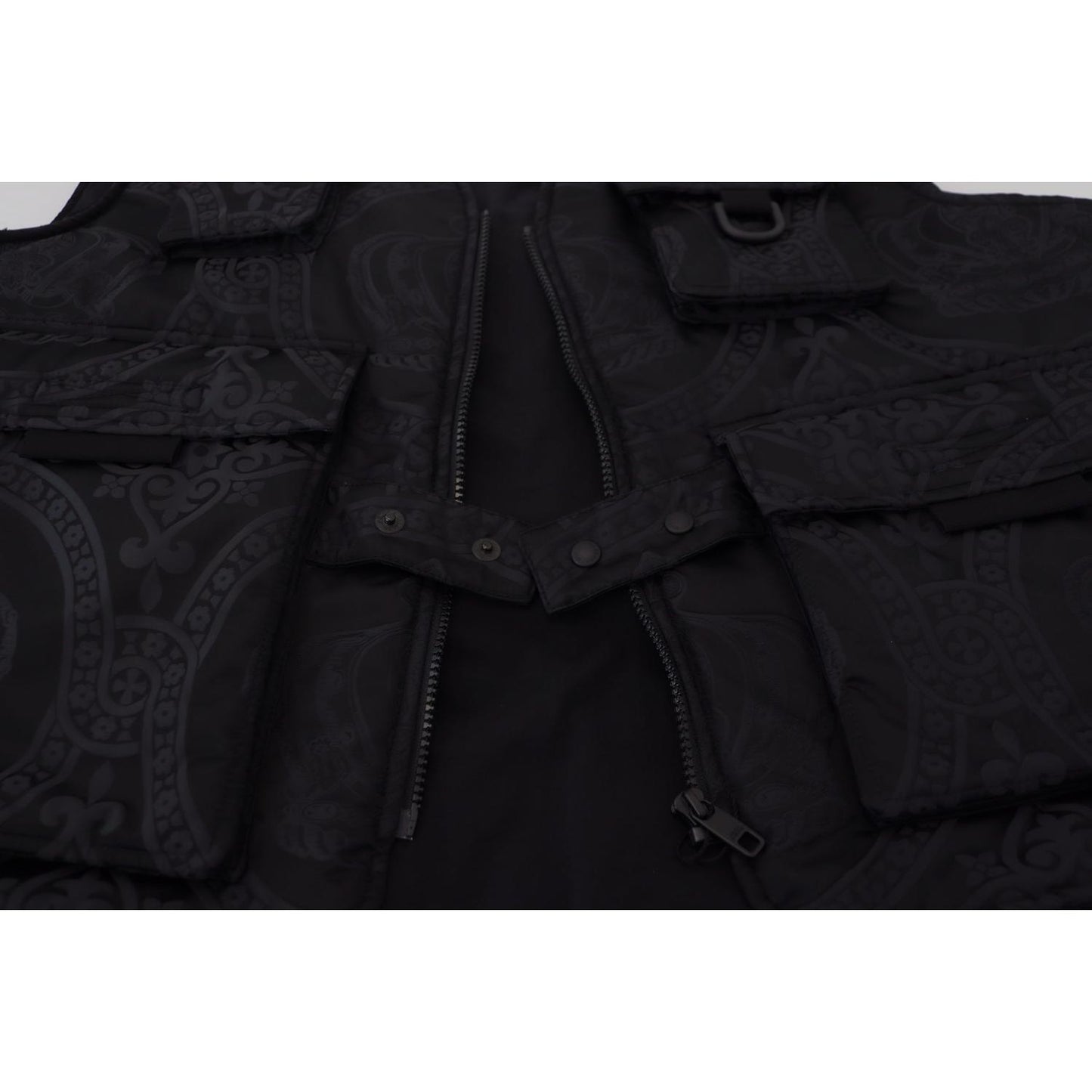 Dolce & Gabbana Black Nylon Full Zip Sleeveless Jacket
