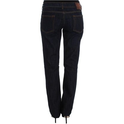 Cavalli Blue Cotton Straight Fit Stretch Jeans Cavalli