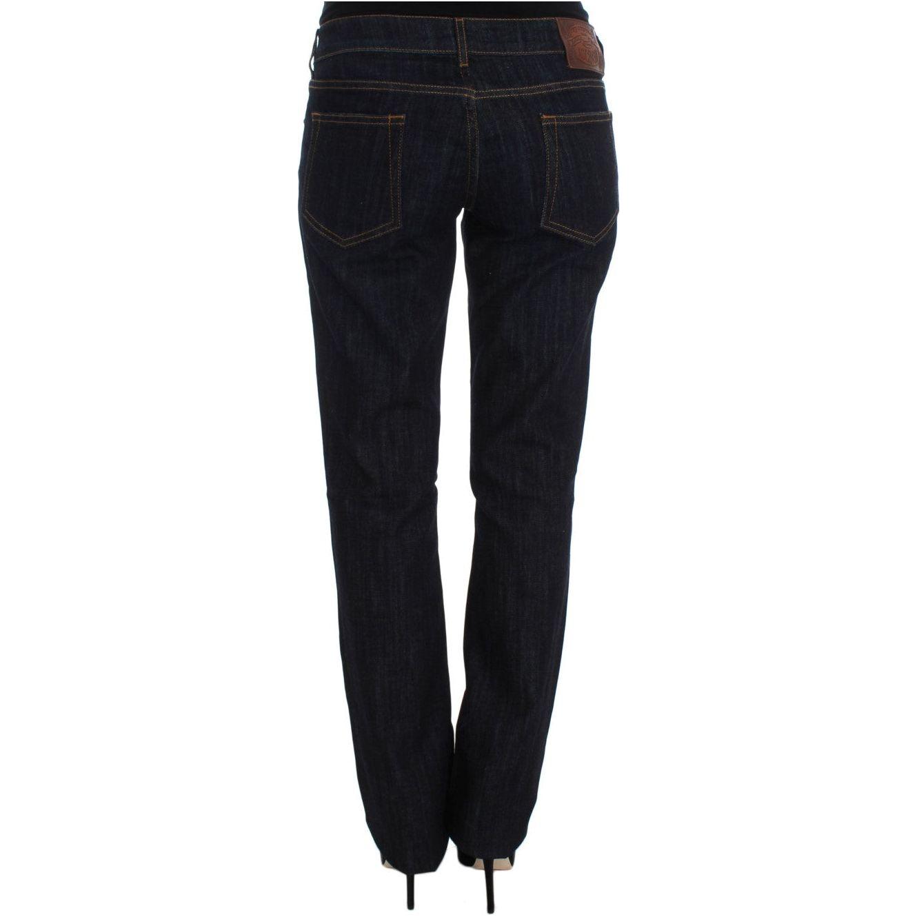 Cavalli Chic Blue Straight Fit Designer Jeans Cavalli