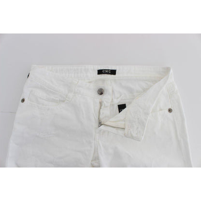 Costume National White Cotton Slim Fit Denim Bootcut Jeans