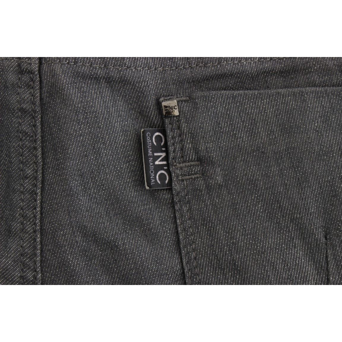 Costume National Gray Cotton Blend Slim Fit Jeans