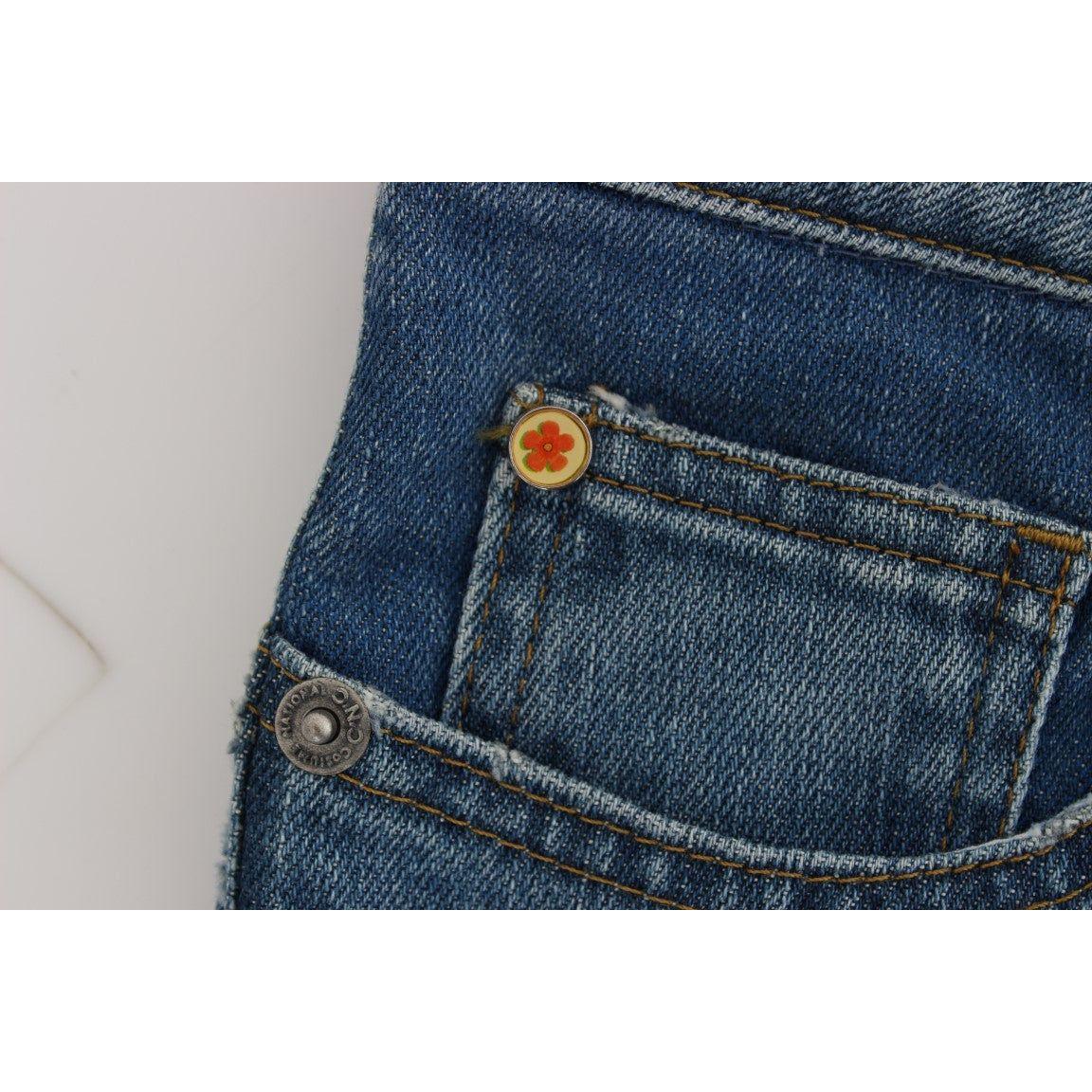 Costume National Blue Cotton Slim Fit Cropped Jeans