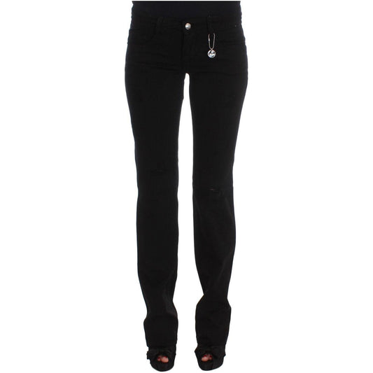 Costume National Chic Black Slim Fit Zippered Cotton Jeans Jeans & Pants Costume National