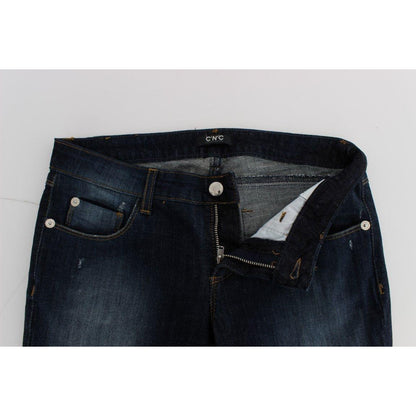 Costume National Blue Cotton Slim Fit Bootcut Jeans