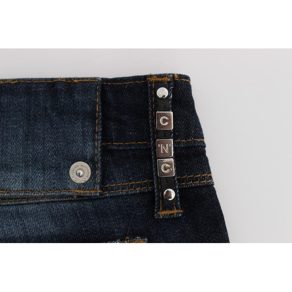 Costume National Blue Cotton Slim Fit Bootcut Jeans