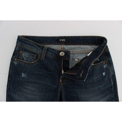 Costume National Blue Cotton Blend Bootcut Jeans