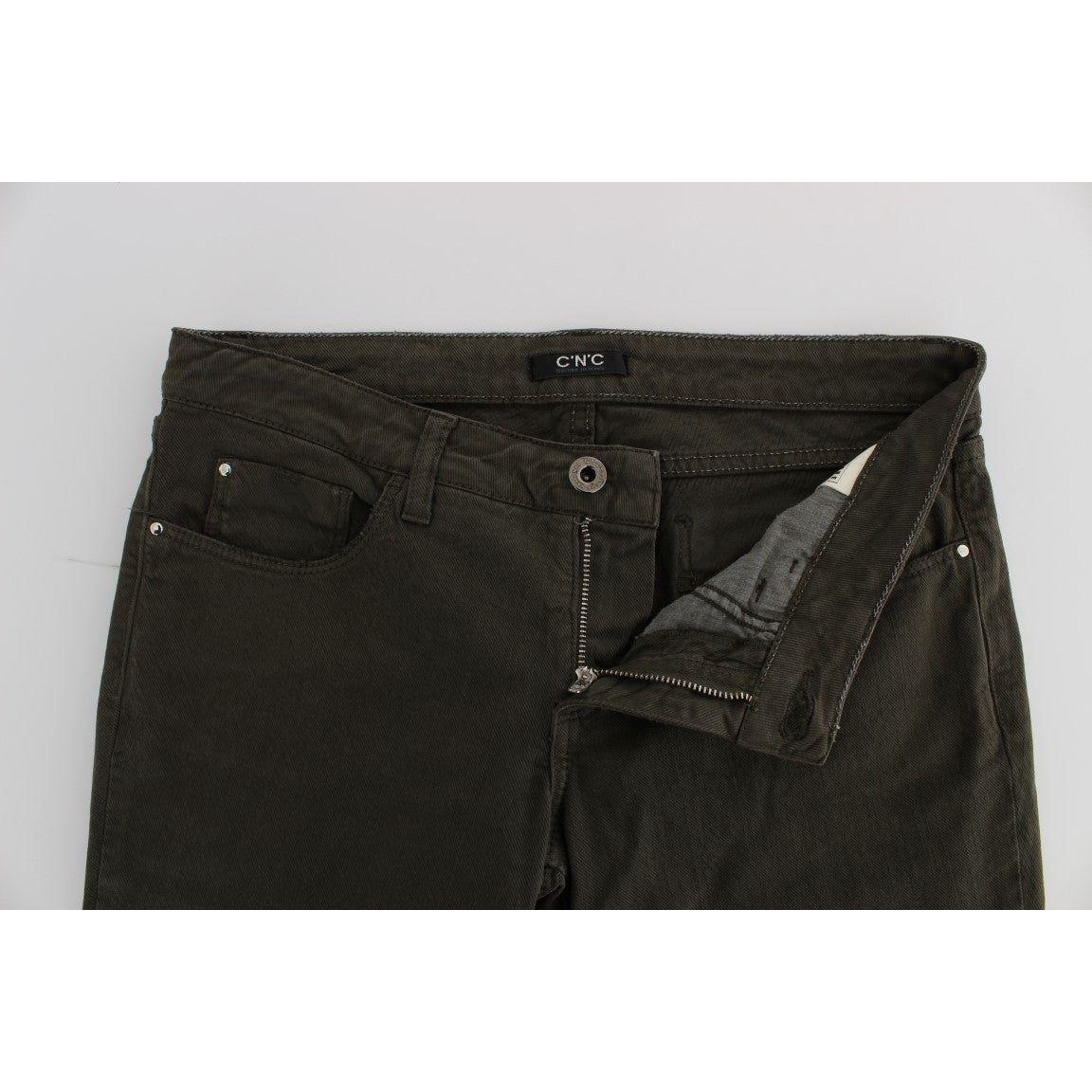 Costume National Green Cotton Blend Slim Fit Jeans