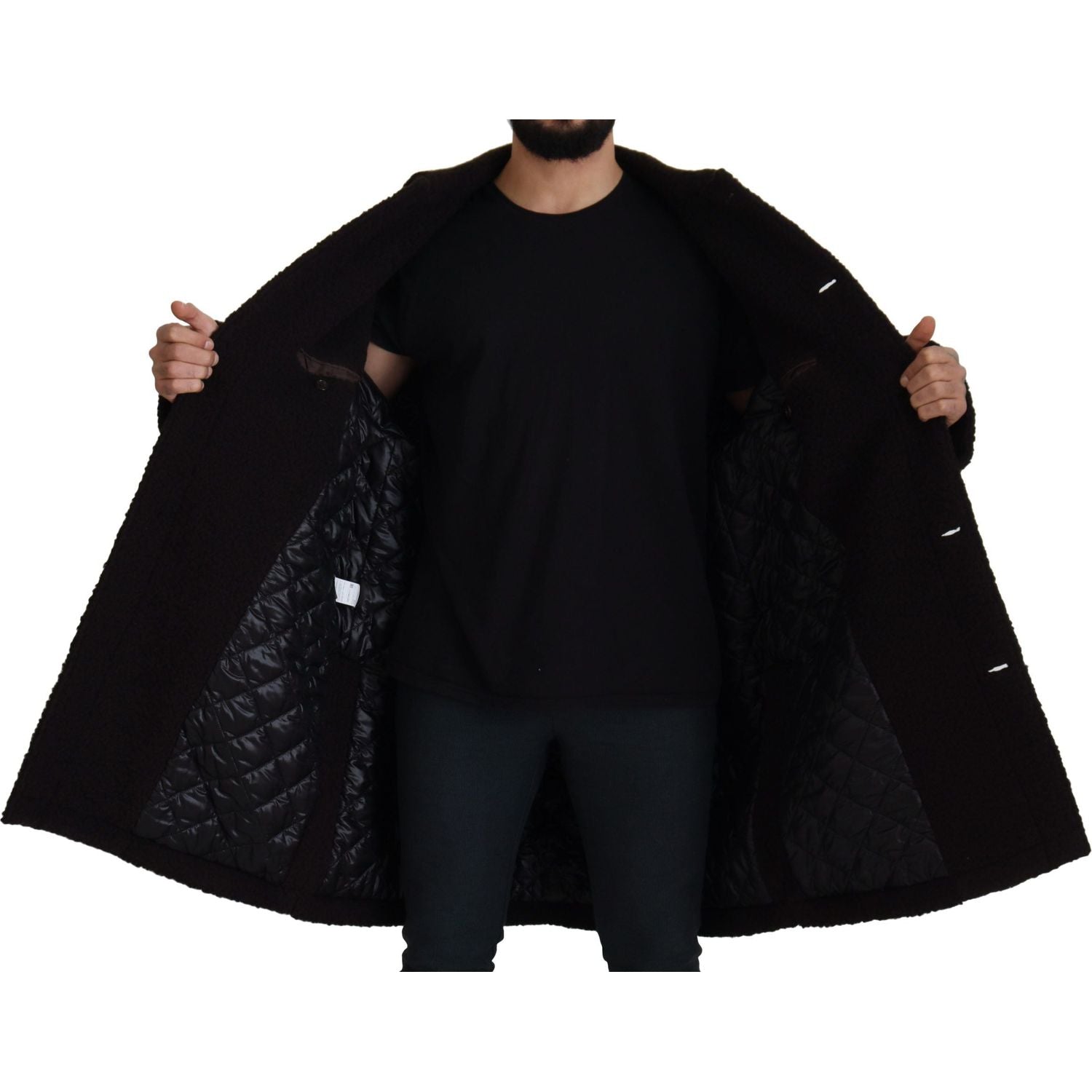 优雅黑色羊驼羊毛混纺夹克