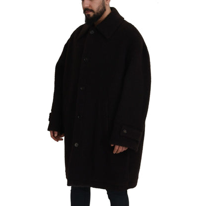 Dolce & Gabbana Black Alpaca Button Down Trench Coat Jacket