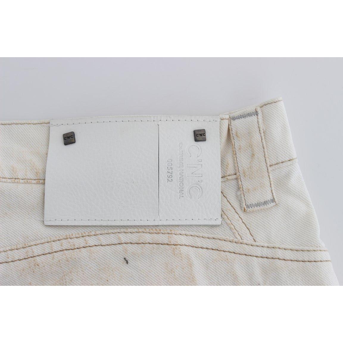 Costume National White Cotton Slim Fit Bootcut Jeans