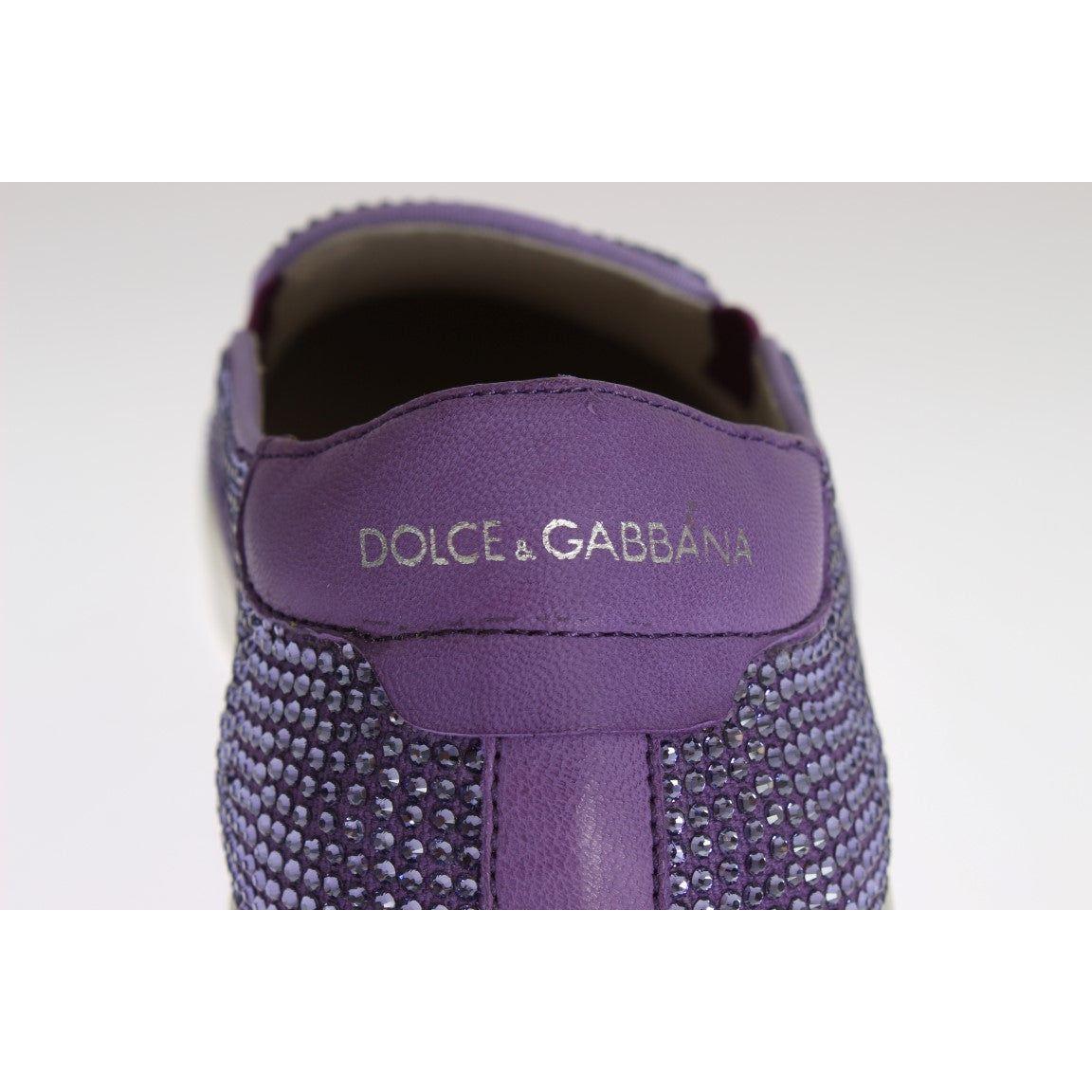 Dolce & Gabbana Purple Strass Canvas Logo Sneakers Dolce & Gabbana