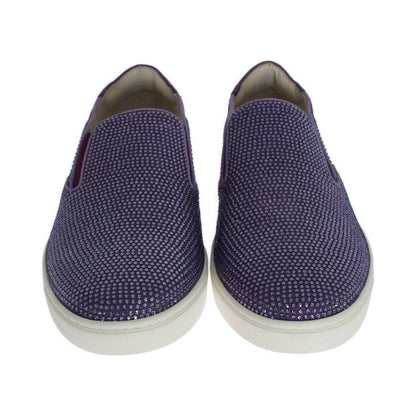 Dolce & Gabbana Purple Strass Canvas Logo Sneakers Dolce & Gabbana