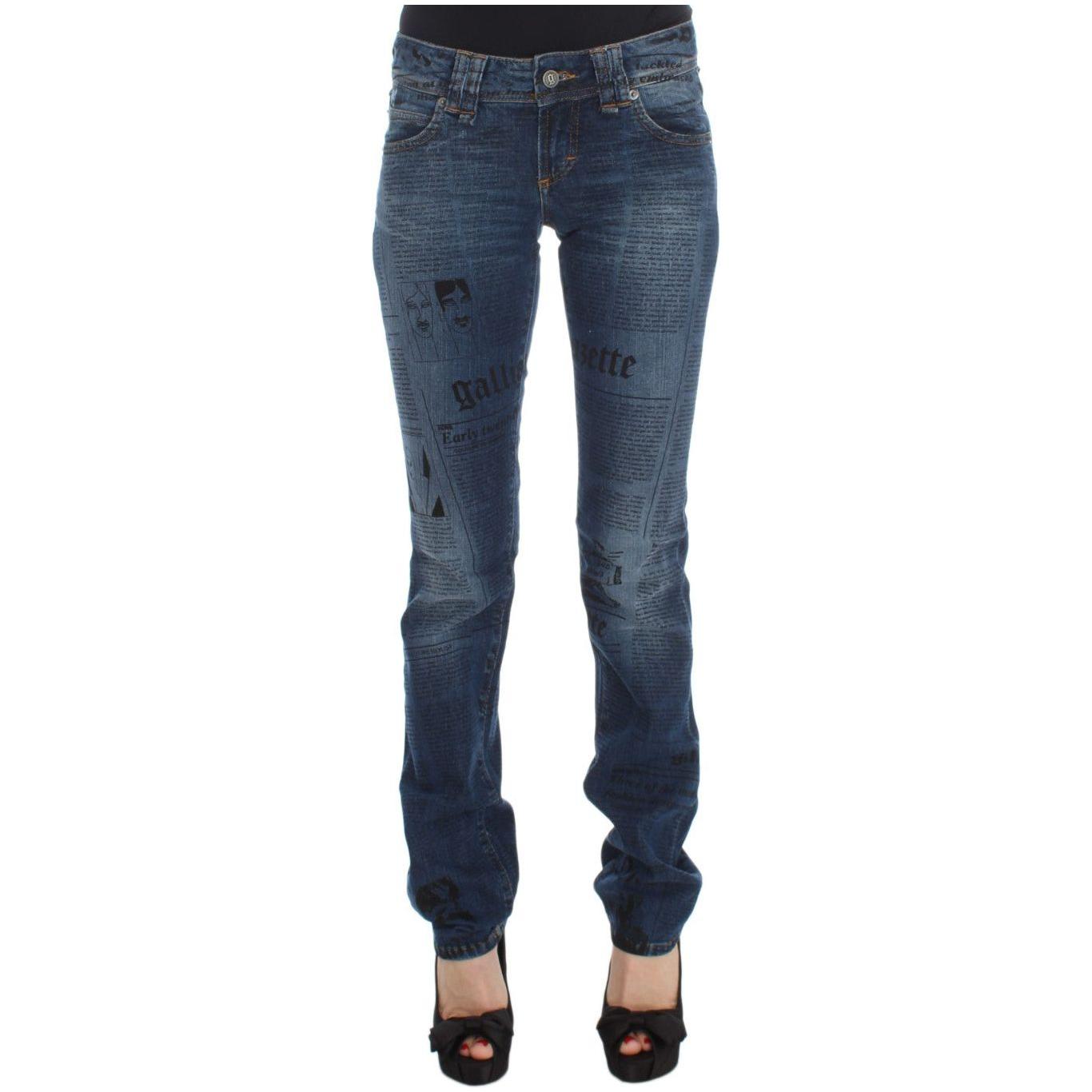 John Galliano Blue Wash Cotton Blend Slim Fit Bootcut Jeans