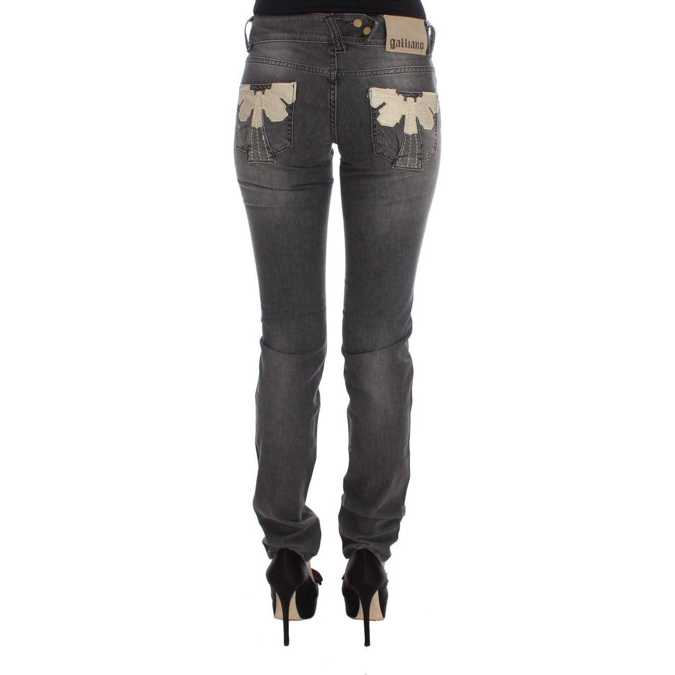 John Galliano Gray Wash Cotton Blend Slim Fit Stretch Jeans