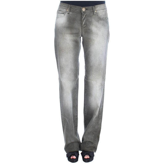 Ermanno Scervino Gray Cotton Blend Loose Fit Boyfriend Jeans Ermanno Scervino