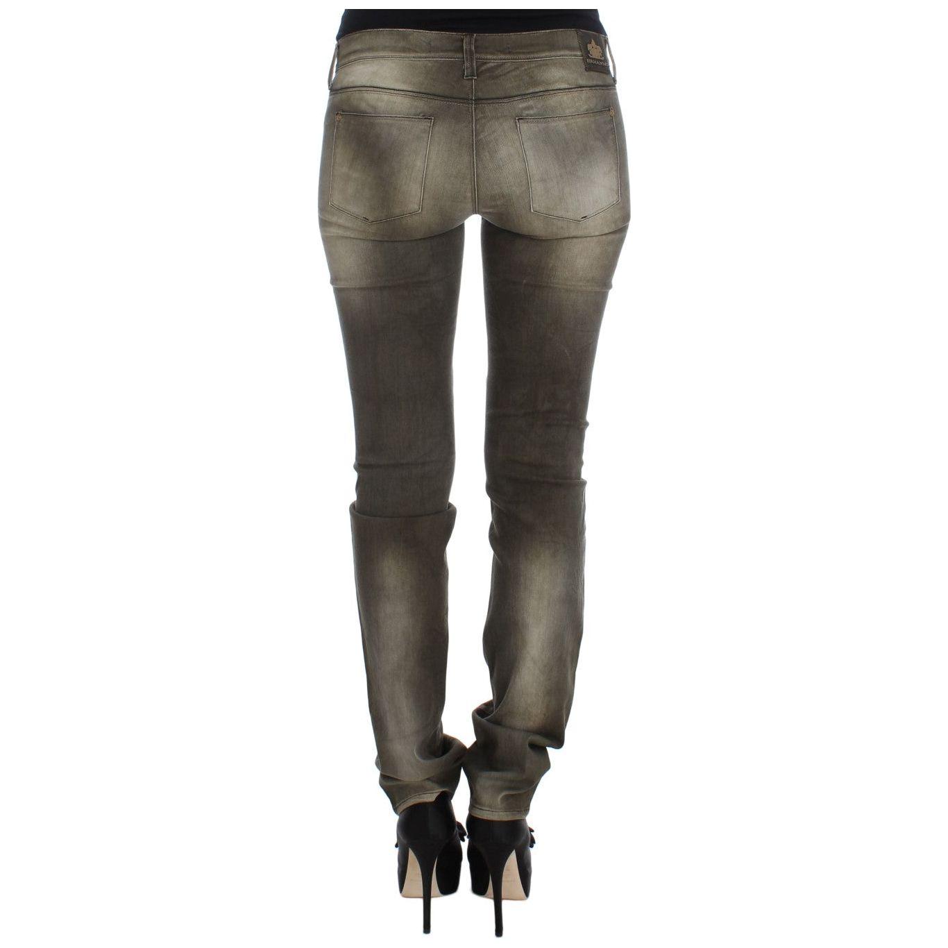 Ermanno Scervino Gray Wash Cotton Blend Slim Fit Jeans