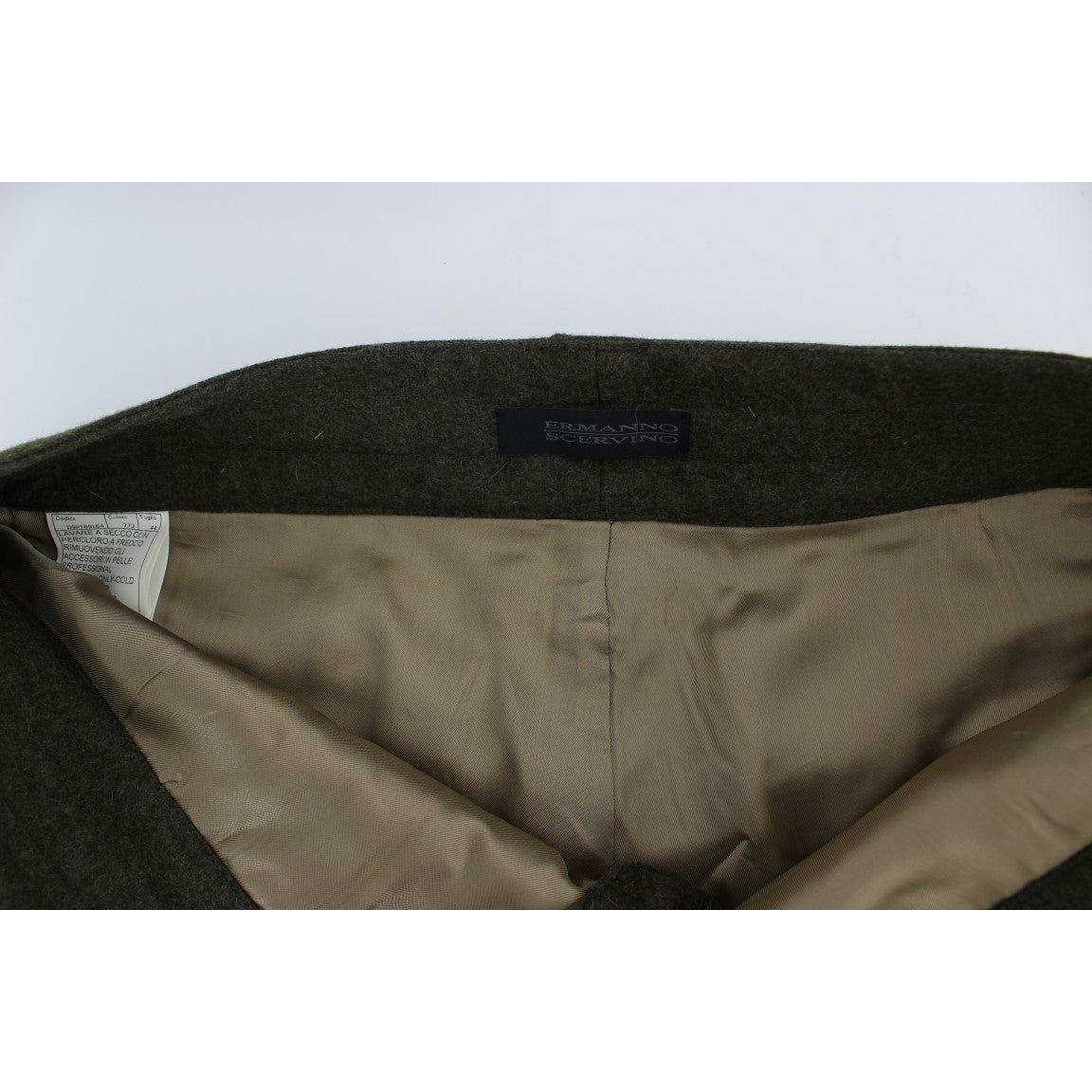 Ermanno Scervino Green Wool Blend Loose Fit Cargo Pants