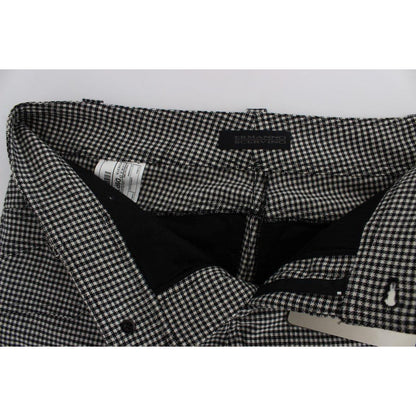Ermanno Scervino Black White Checkered Cotton Casual Pants