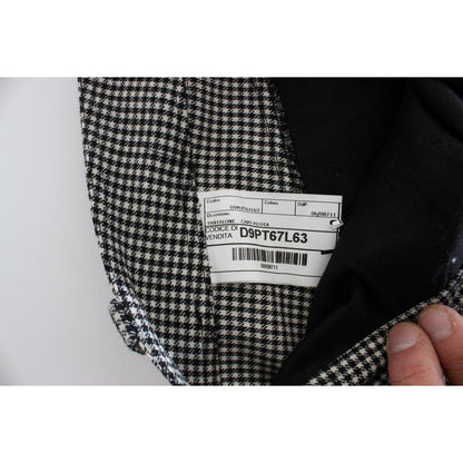 Ermanno Scervino Black White Checkered Cotton Casual Pants