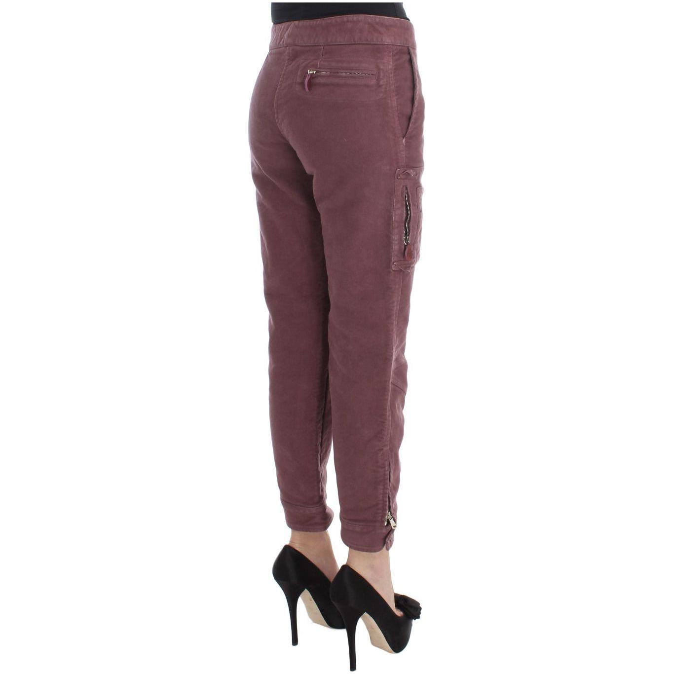 Ermanno Scervino Bordeaux Cotton Cropped Cargo Pants