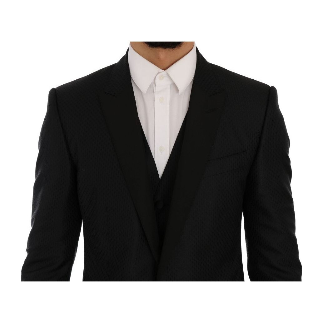 Dolce & Gabbana Elegant Black and Blue Silk Blend Blazer Set Dolce & Gabbana