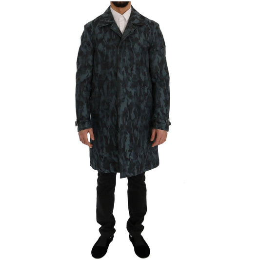 Dolce & Gabbana Blue Camouflage Trench Trench Dolce & Gabbana