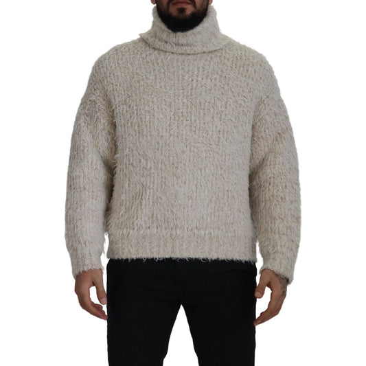 Dolce & Gabbana Elegant Cream Turtleneck Wool Blend Sweater Dolce & Gabbana Rosy Brown